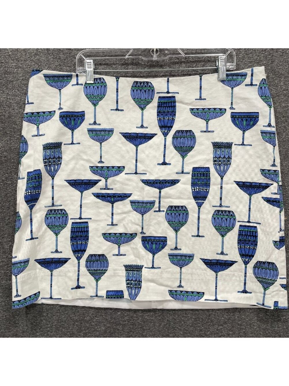 Talbots Skirt Womens 20 Plus A Line Blue White Martini Champagne Glass Cocktail